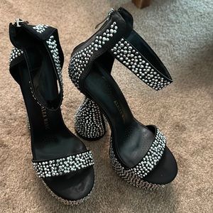 Azalea Wang platform silver stones heels